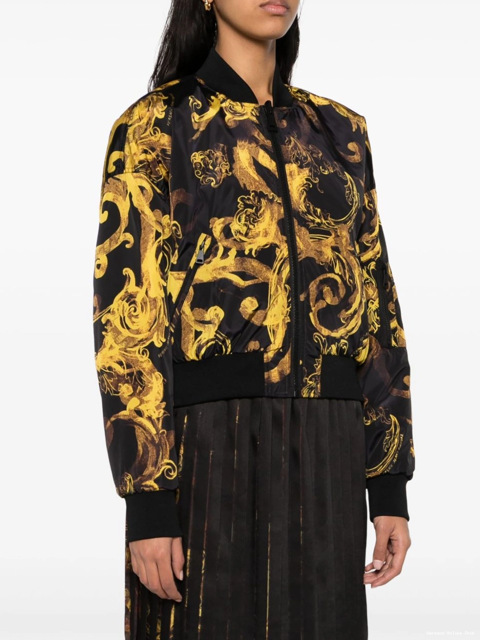Affordable Couture reversible padded Versace Women jacket Jeans bomber 0808